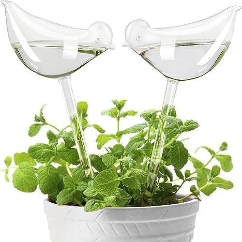 Kikihome Plant Water Drippers, Glass Plant Waterer Bulbs,self Watering Globes for Plants,automatic Irrigation Device for Indoor &amp; Outdoor Plants, 2 Birds