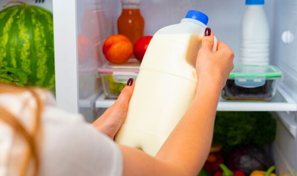 Picture of full fat milk coming out of the fridge Picture of full fat milk coming out of the fridge
