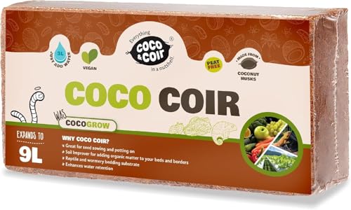 Coco &amp; Coir Coco Soil Coconut Fibre. 100% Natural Organic Coconut Coir Compost Brick - Coco Grow (9l)