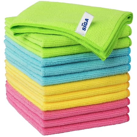 Mr.siga Microfiber Cleaning Cloth for Kitchen, Household &amp; Car Cleaning, Pack of 12, Size: 12.6" X 12.6"