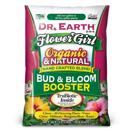 Dr. Earth Flower Girl Premium Bud &amp; Bloom Booster Plant Food, 3-9-4 Fertilizer, 12 Lb.