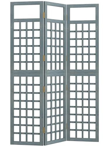 Outsunny 3-Panel Garden Privacy Screen, Freestanding Foldable Wooden Outdoor Divider/trellis, Decorative Privacy Screen for Garden Patio, 120 X 170 Cm, Grey