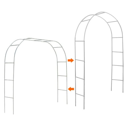Heyfurni 8ft White Metal Garden Wedding Arch, Garden Trellis for Climbing Plants