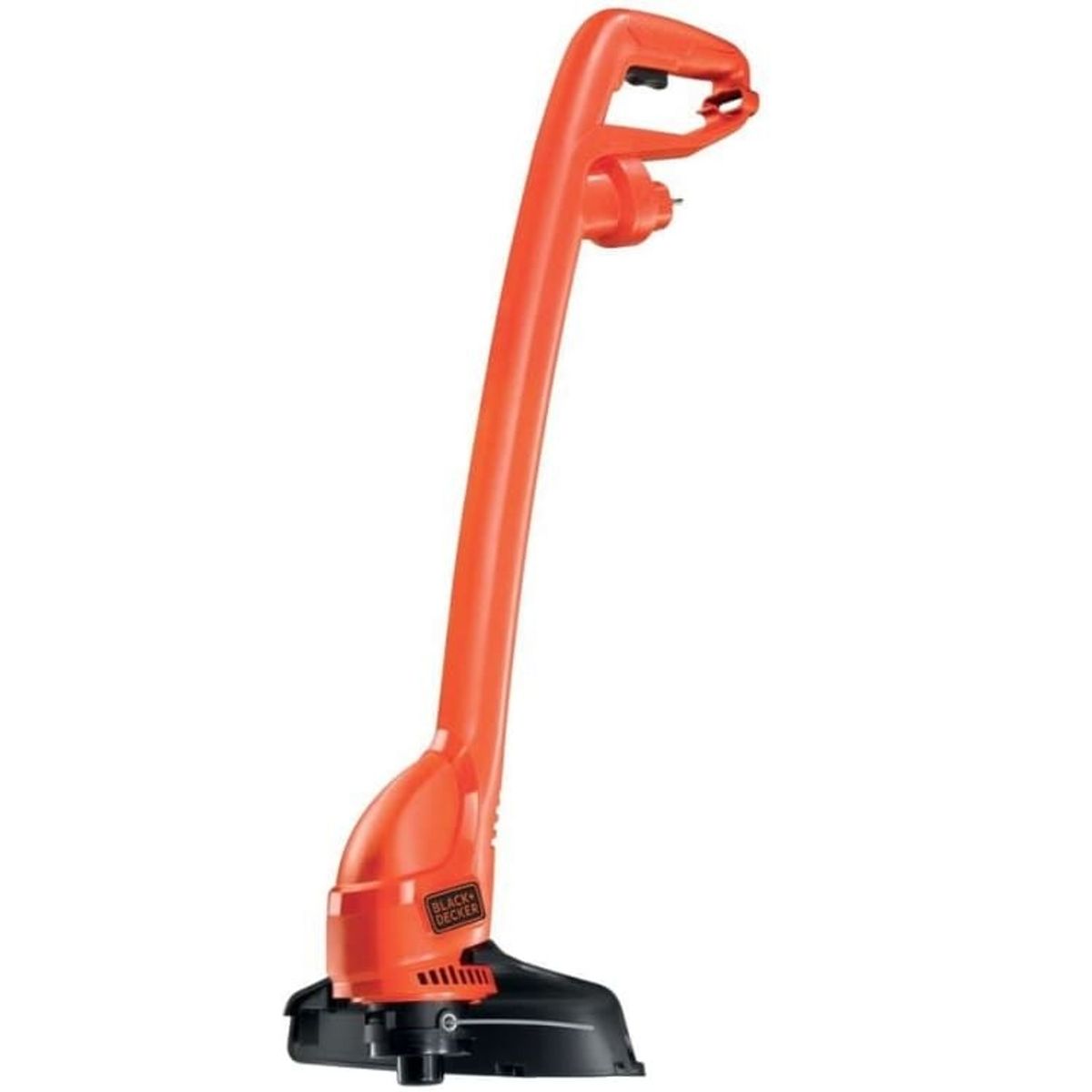 A black and orange garden strimmer pictured on a white background