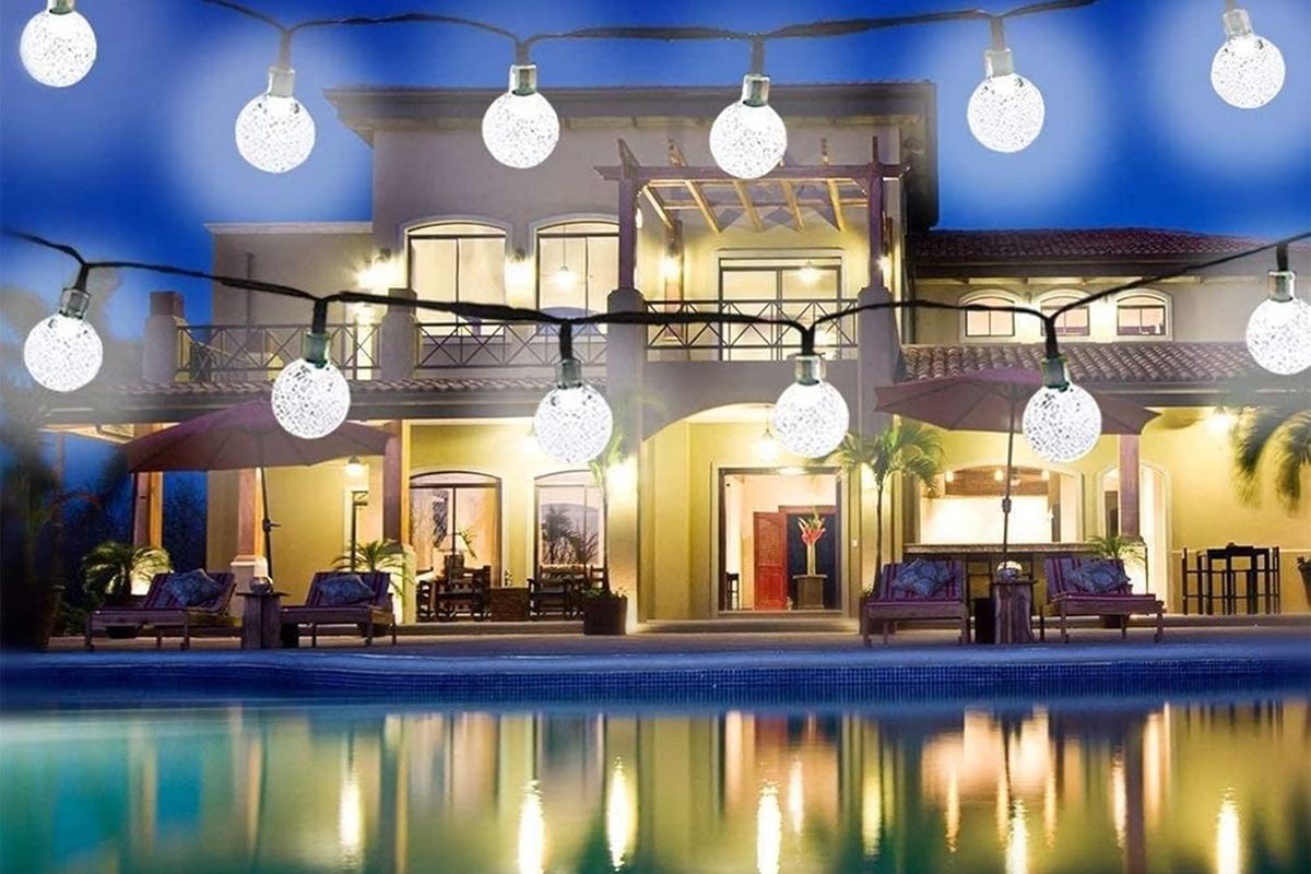 The twinkling garden lights are solar powered