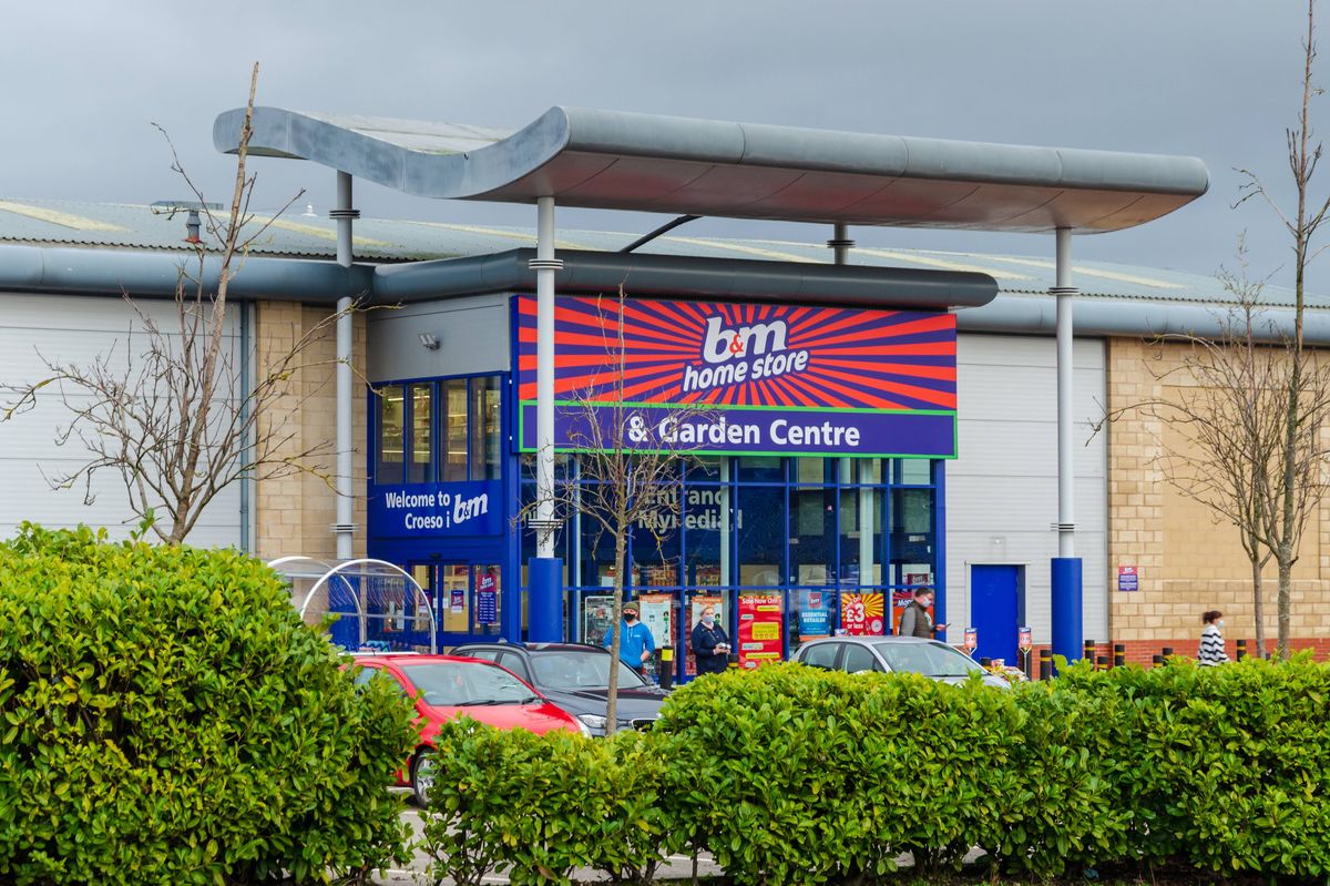 Mold, Flintshire; UK: Jan 28, 2021:  The discount retail chain B & M operate a home store and garden centre in the market town of Mold. The premises were previously occupied by Homebase.