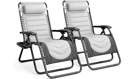 KEPLIN Set of 2 XXL Premium Heavy Duty Padded Zero Gravity Chairs