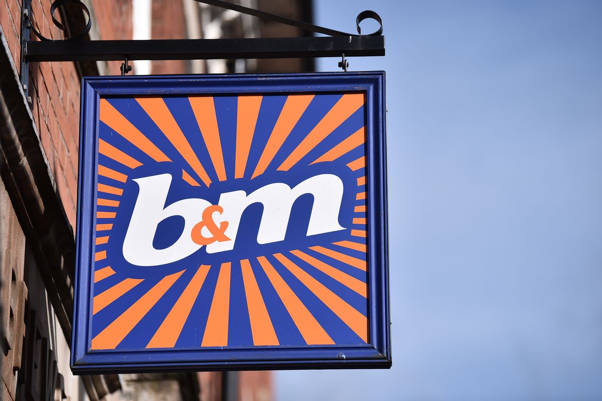 A closeup of a B&M store sign