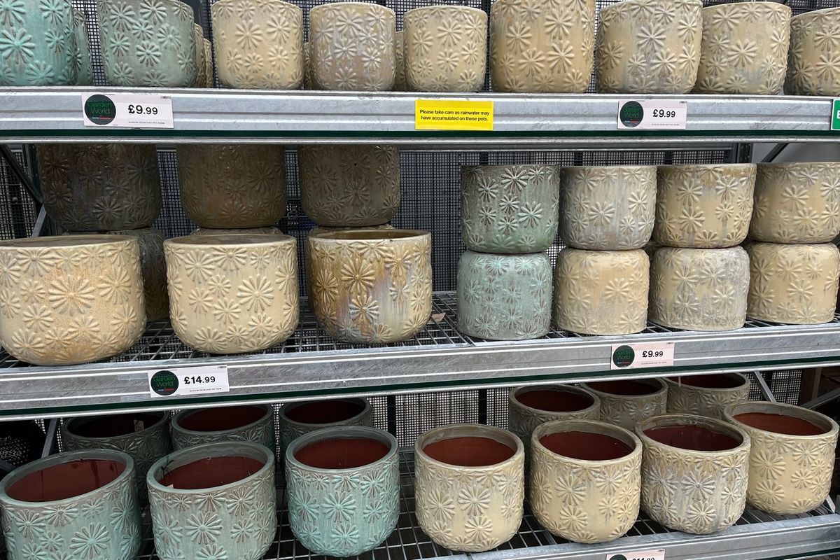The garden centre at the Home Bargains in Leigh