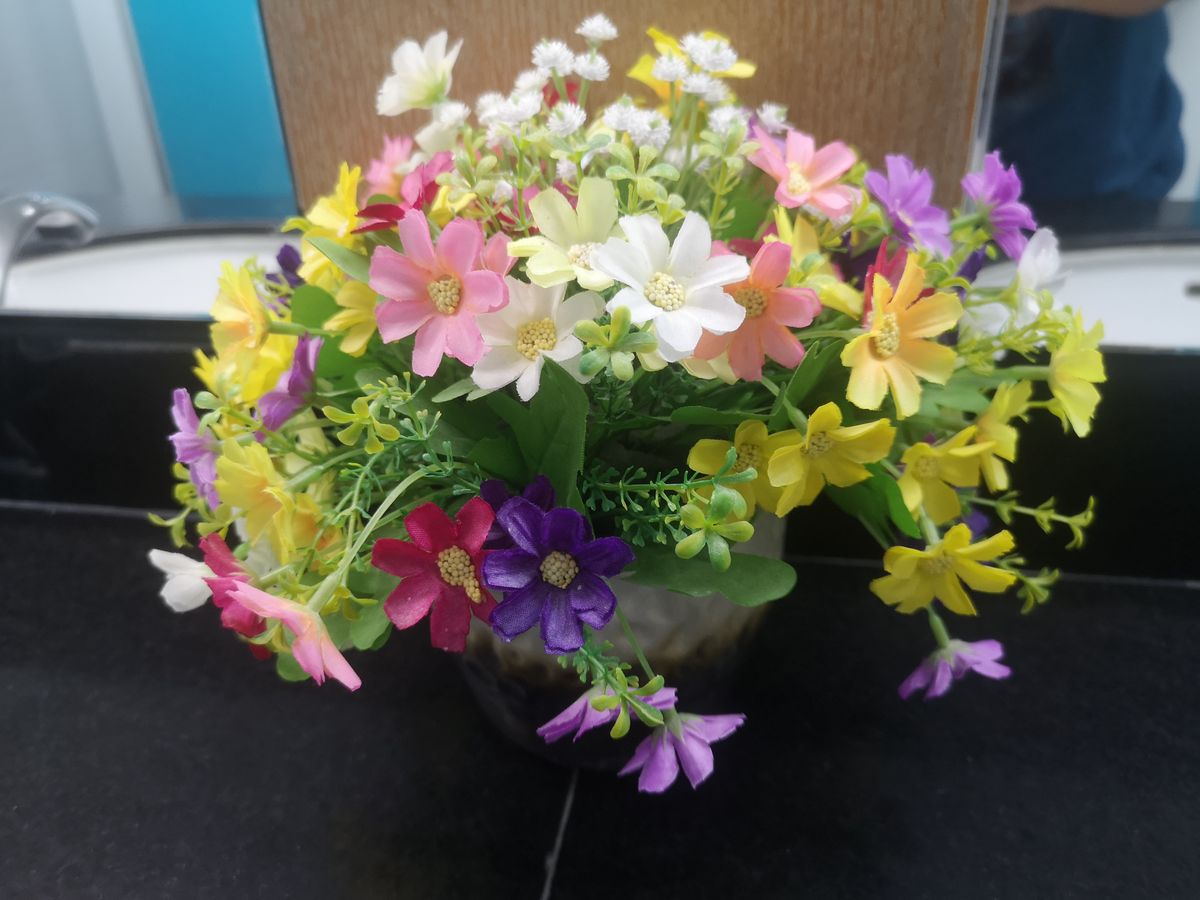 Bouquet of plastic flowers