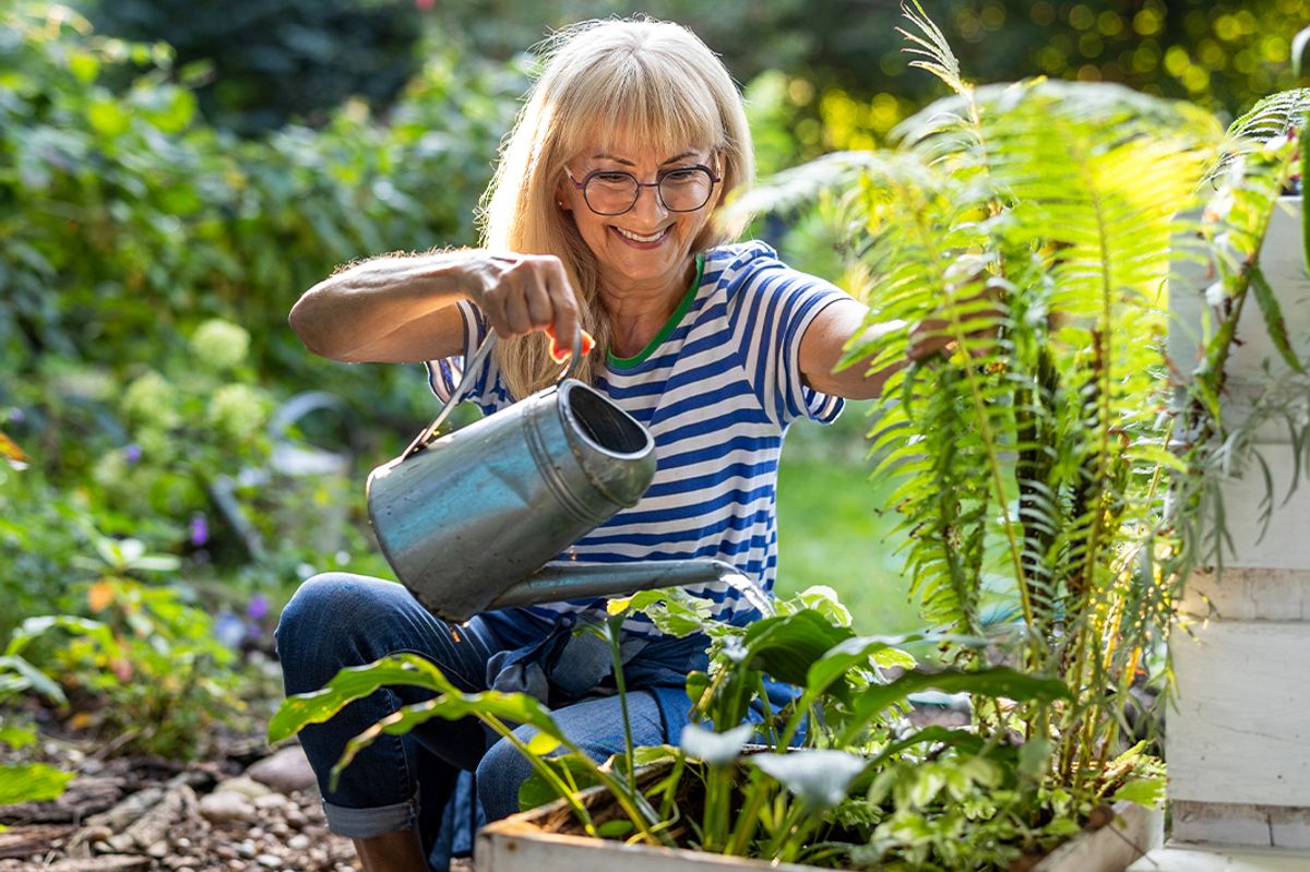 A woman gardening