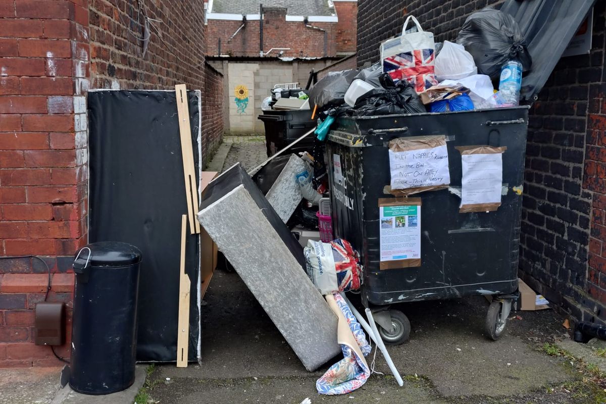 Rubbish left in the passage on Siddall Street in Longsight