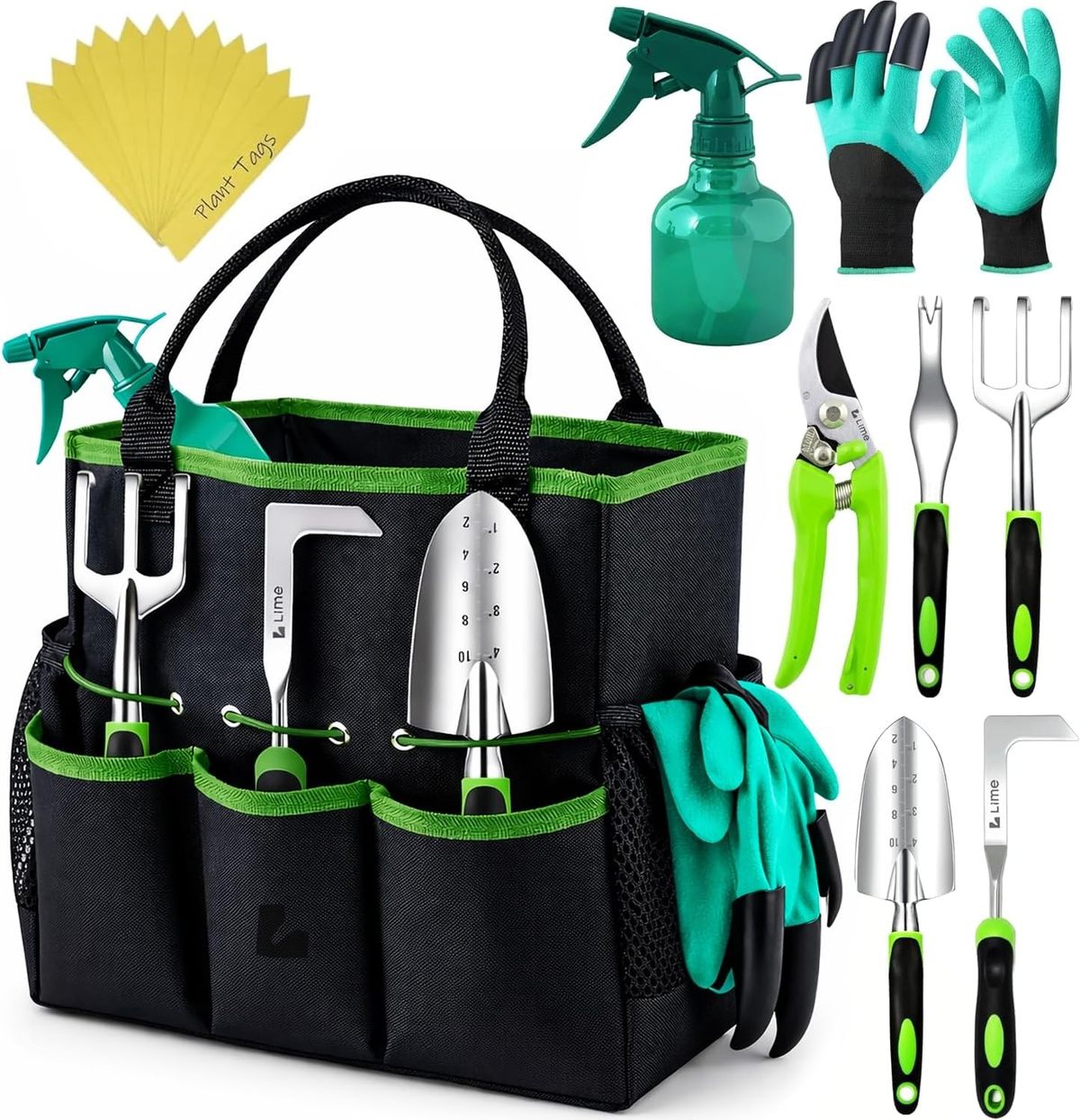 Lime gardening heavy duty garden tools set