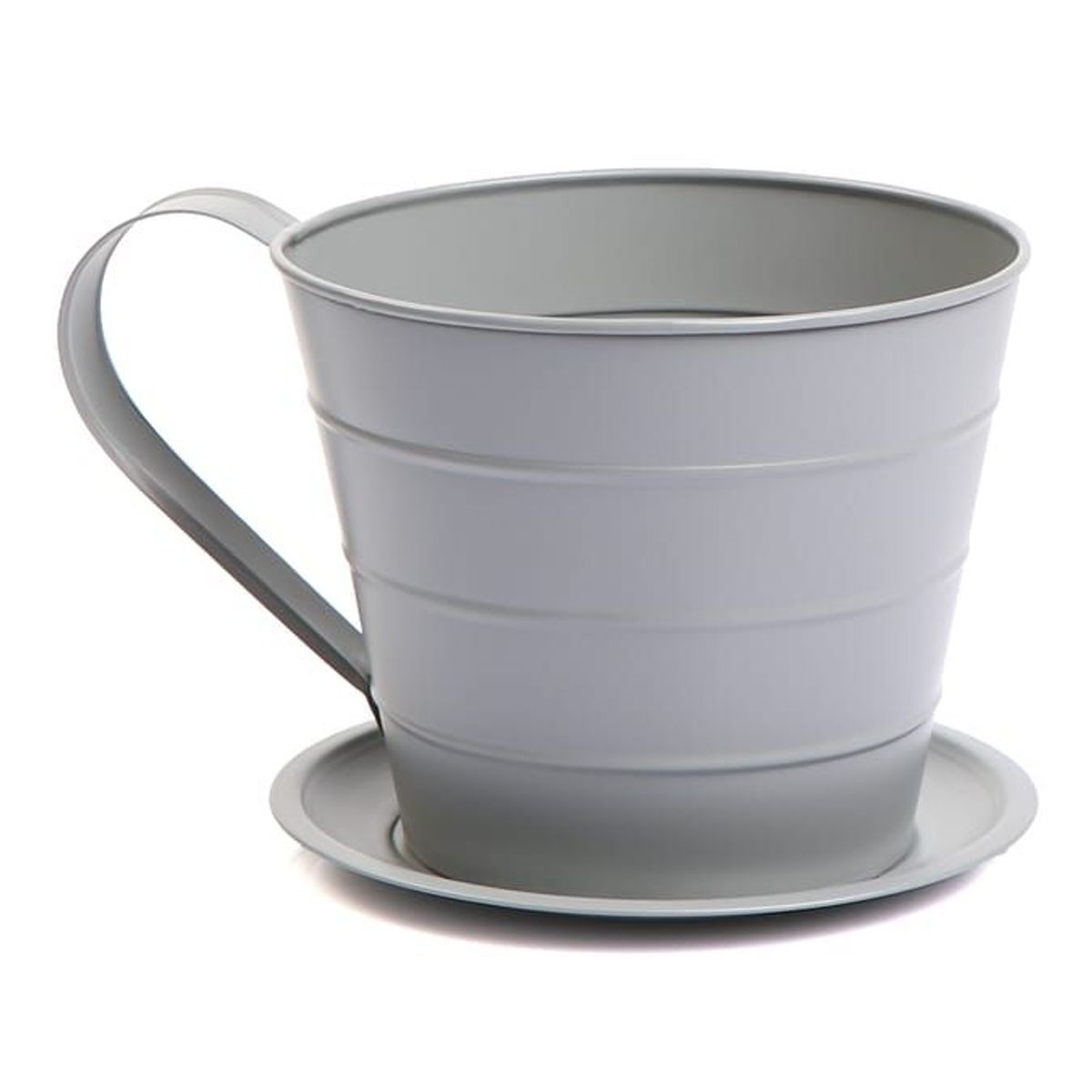 Outdoor Living Collection Cup & Saucer Planter in grey 