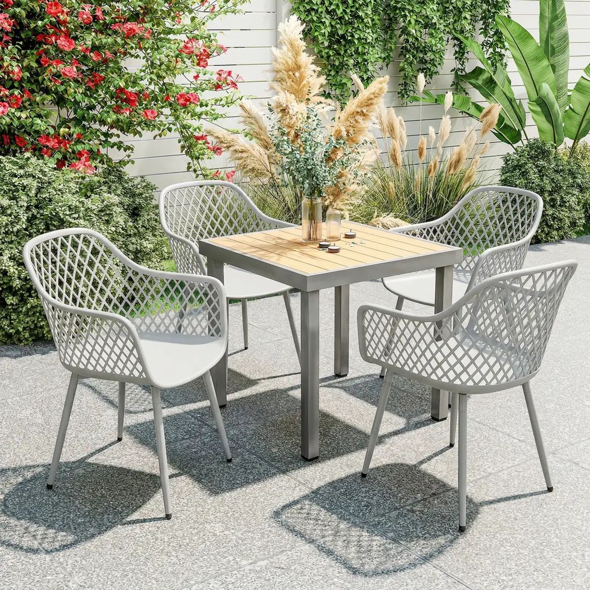 OUTSUNNY Garden Chairs Set of 4