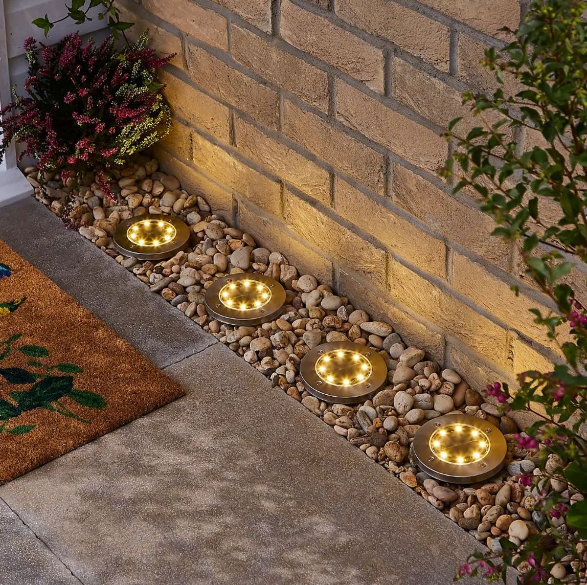 Solar Set of 4 Round Path Lights
