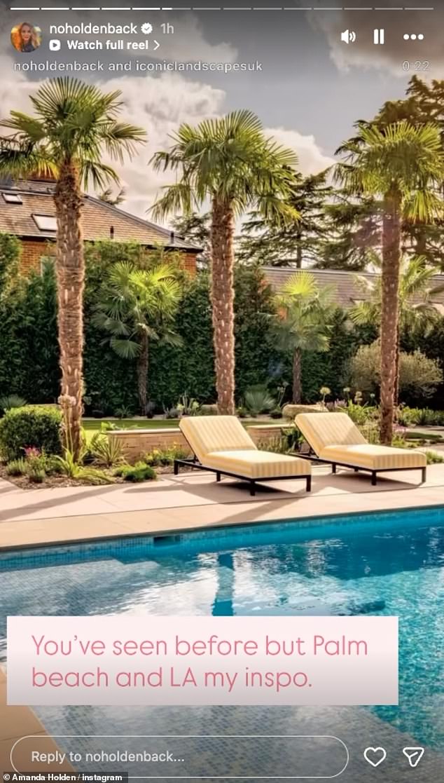 The TV personality, 55, posted the throwback clip of the lavish grounds which boasts dozens of palm trees a huge swimming pool and hot tub