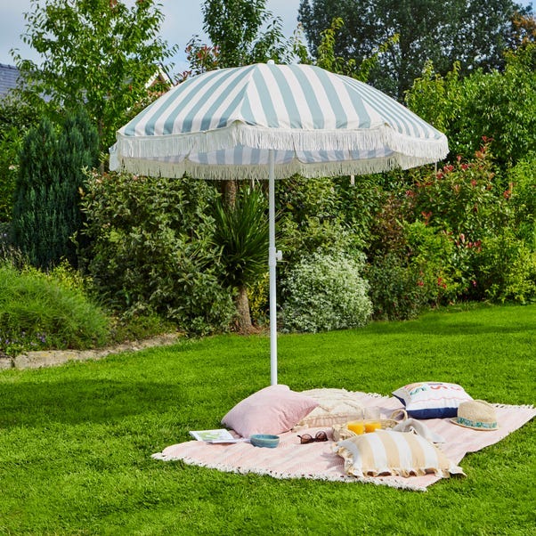 Striped Parasol With Fringe