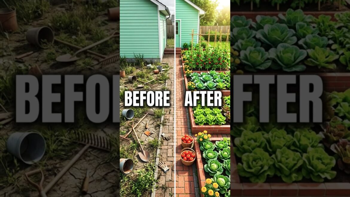 Empty Backyard to Beautiful Vegetable Garden! 🌱 Before vs After Transformation #Shorts