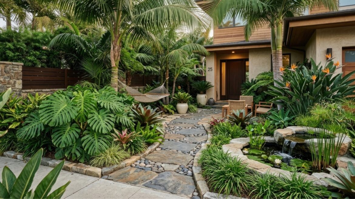 Create a Tropical Oasis in Your Small Front Yard | Landscaping Ideas for Beginners