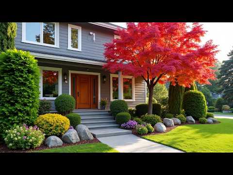 Autumn Elegance: A Stunning Suburban Front Yard Showcasing Vibrant Japanese Maple Autumn Elegance: A Stunning Suburban Front Yard Showcasing Vibrant Japanese Maple