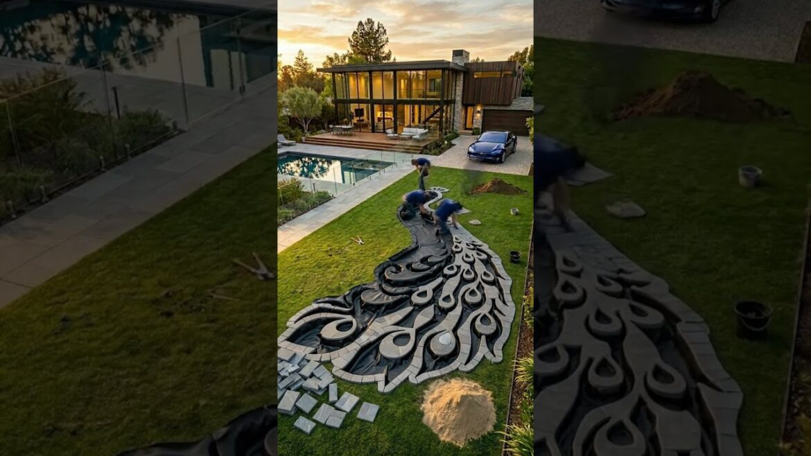 Giant Peacock Garden Transformation 🦚✨ | From Grass to Luxury Pond 😍