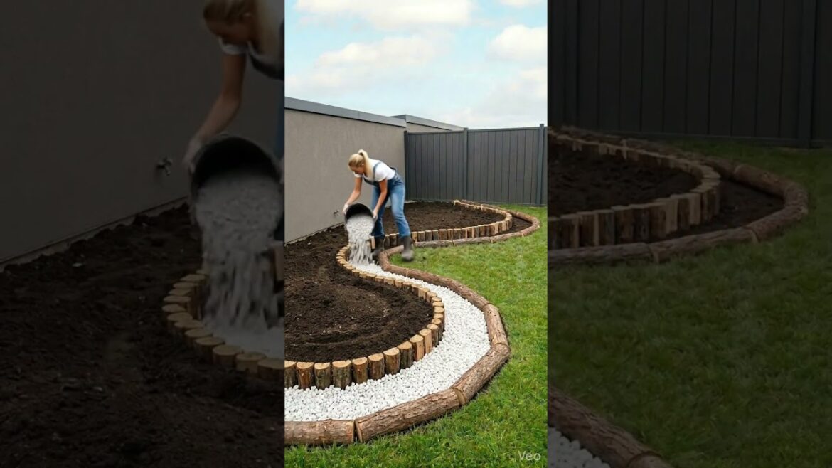 Beautiful Curved Flower Garden Design: Vibrant Flowers & Wood Edging #gardendesign #flowergarden Beautiful Curved Flower Garden Design: Vibrant Flowers & Wood Edging #gardendesign #flowergarden