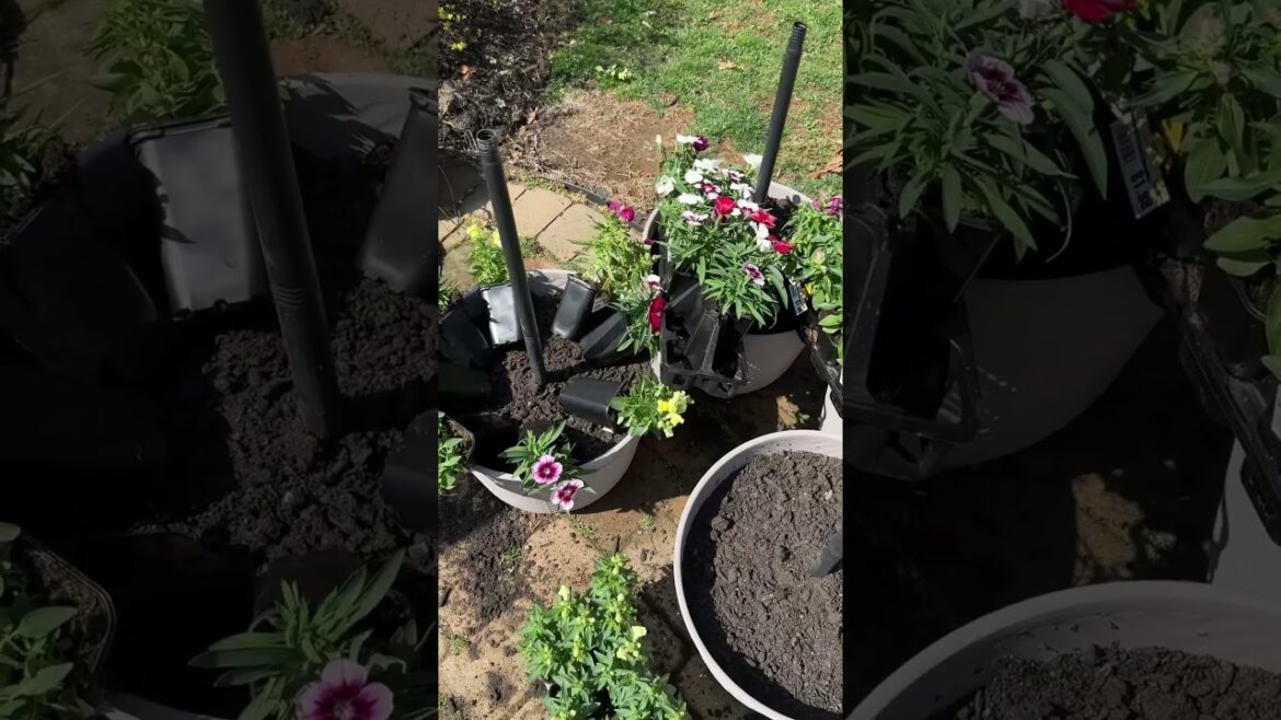 Built A Flower Pot Outdoor Lighting Pole Holder #garden