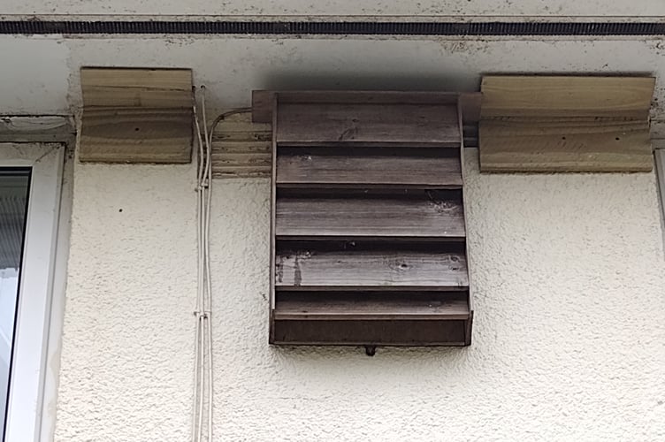 Swift nest box (used by sparrows!) and new wooden brackets - hopefully for house martin nests