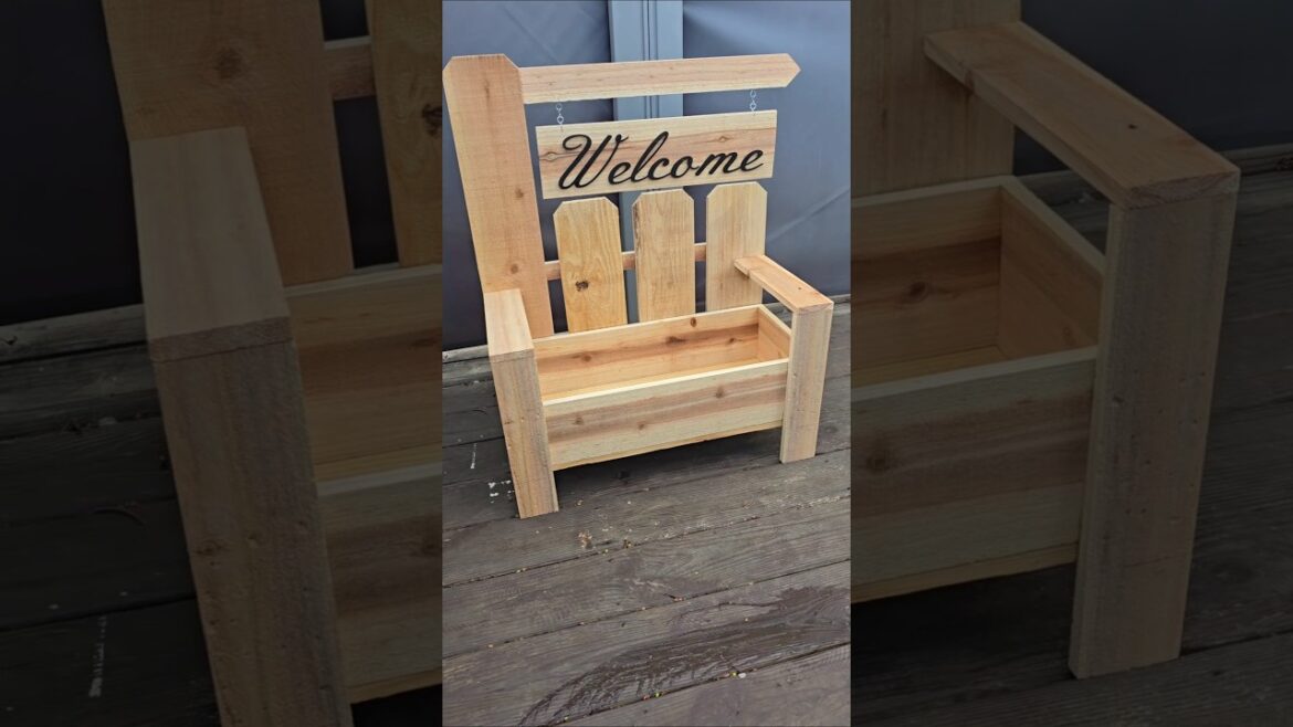 DIY Garden Bench Planter with Welcome Sign #woodworking #planter #woodworkingprojects