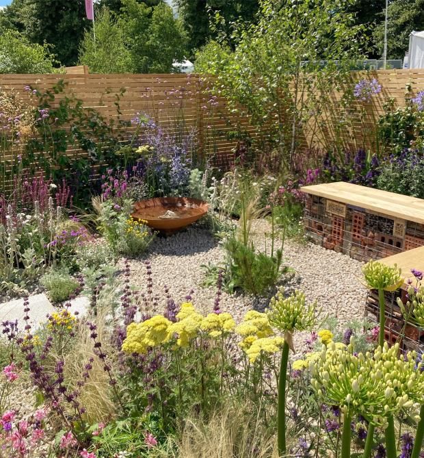 A gravel garden created for the 2022 RHS Hampton Court Palace Garden Festival.