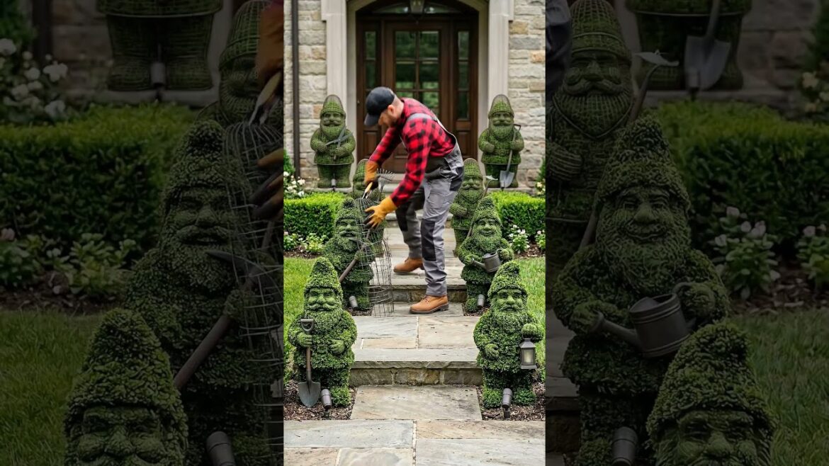 This Front Yard Now Has Giant Dwarf Topiary Guards
