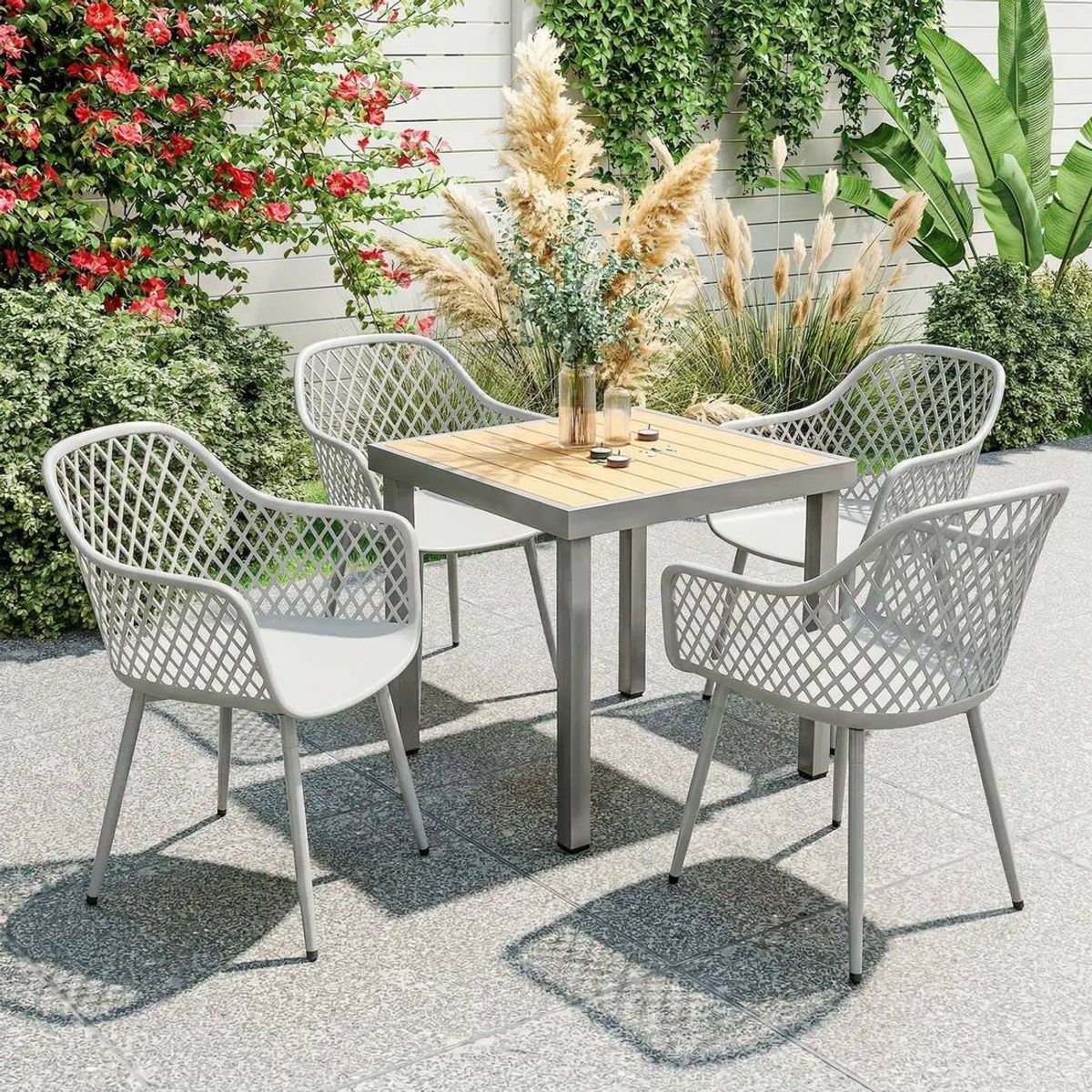 OUTSUNNY Garden Chairs Set of 4