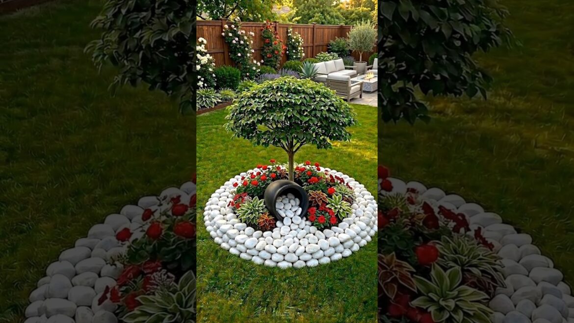 Luxury Tree Garden Makeover ๐ฟ White Stone Border & Flower Design Luxury Tree Garden Makeover ๐ฟ White Stone Border & Flower Design