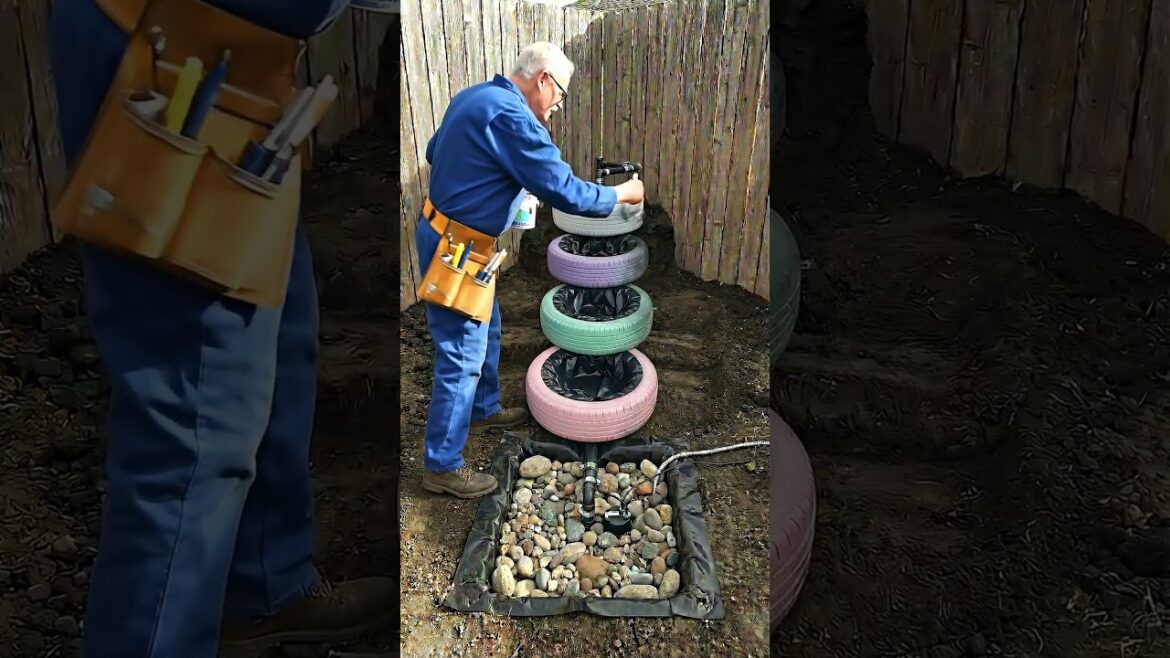 This Backyard Waterfall Was Made From Old Tires 🤯#diy #gardening #garden This Backyard Waterfall Was Made From Old Tires 🤯#diy #gardening #garden