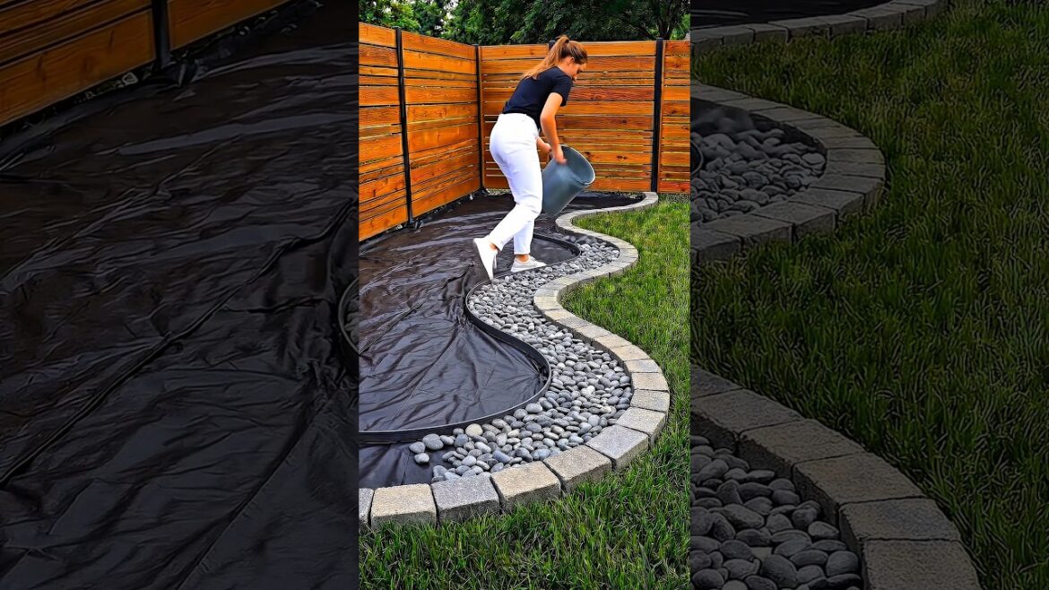 Backyard Landscaping Transformation โ Curved Garden Bed with River Rocks & Succulents ๐ฟ๐ฑ #shorts Backyard Landscaping Transformation โ Curved Garden Bed with River Rocks & Succulents ๐ฟ๐ฑ #shorts