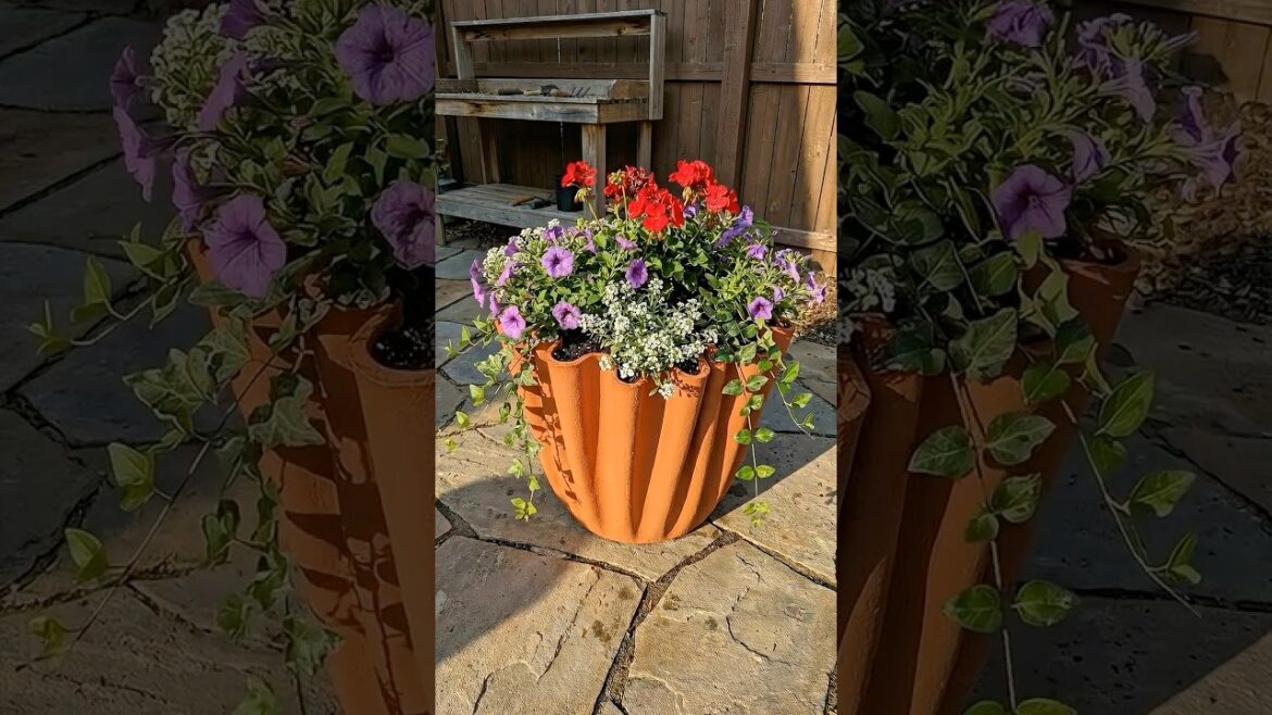 An Old Towel Dipped in CEMENT Became This Stone Planter 🏺