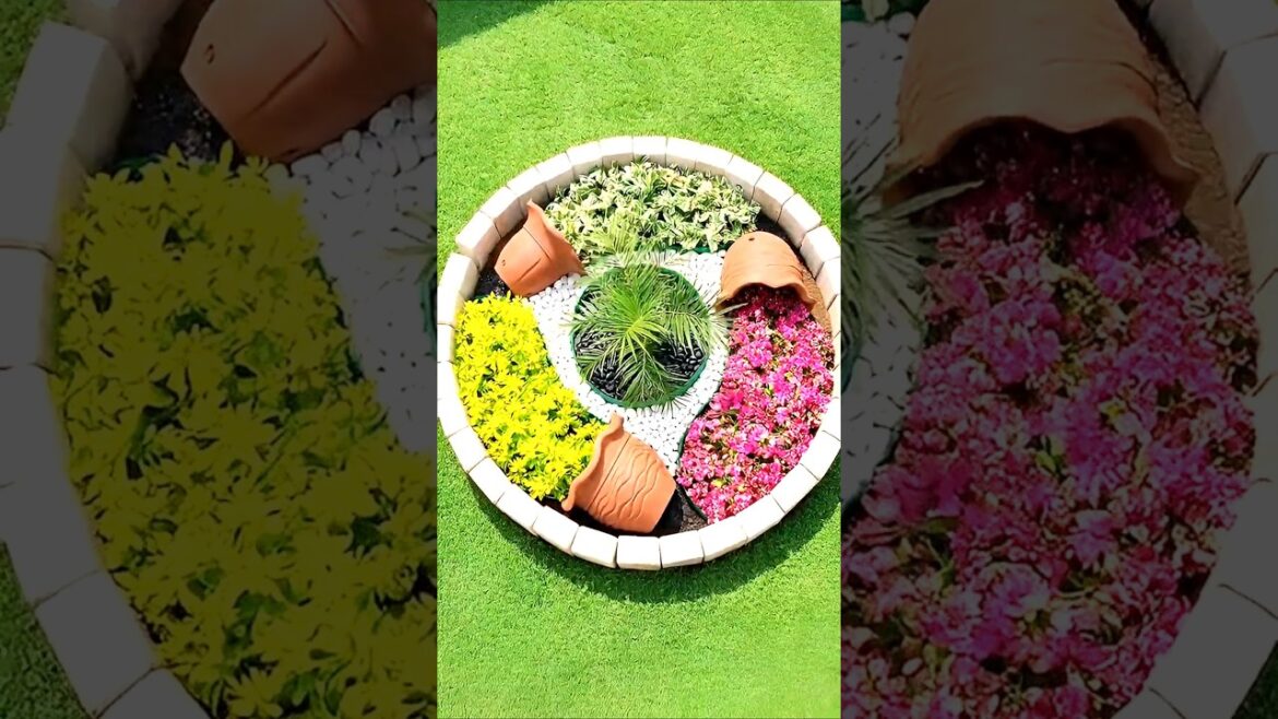 DIY Circular Flower Bed : Beautiful Garden Transformation #shorts