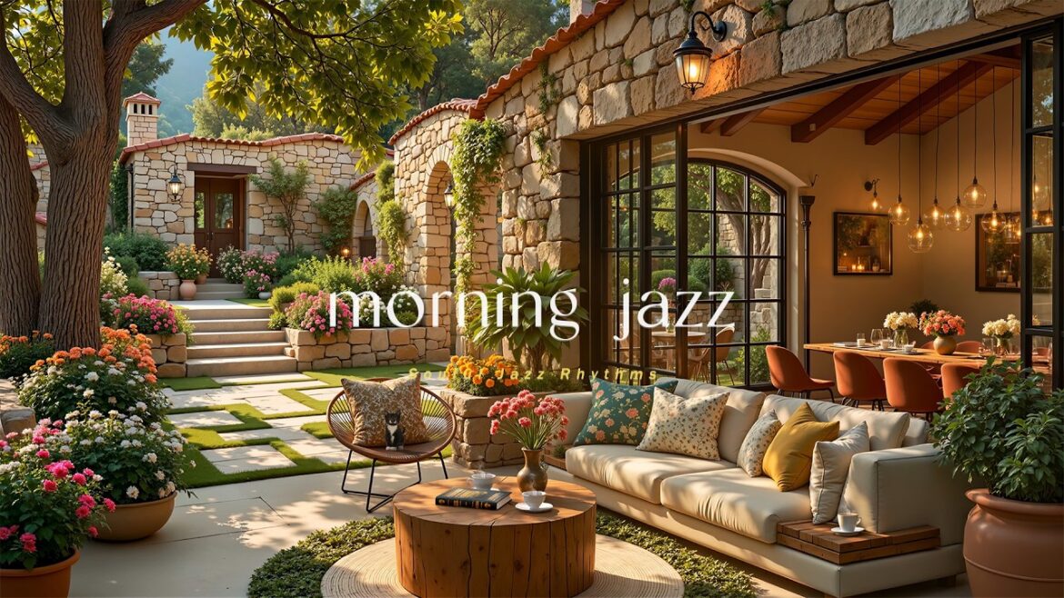 Morning Jazz in a Peaceful Backyard Garden | Spring Jazz & Warm Sunlight, Birdsongs For Focus, Study