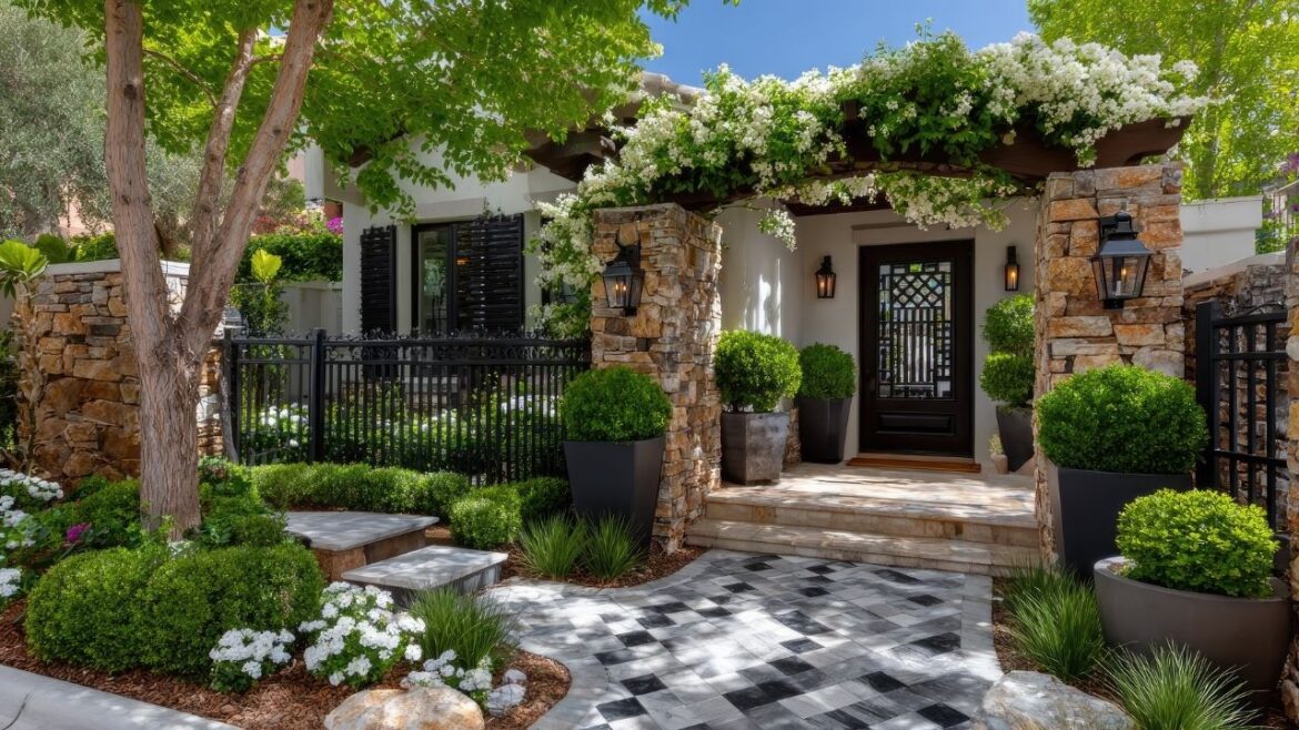 Peaceful Small Front Yard Oasis | Spring Garden Gates and Archway Landscaping Ideas