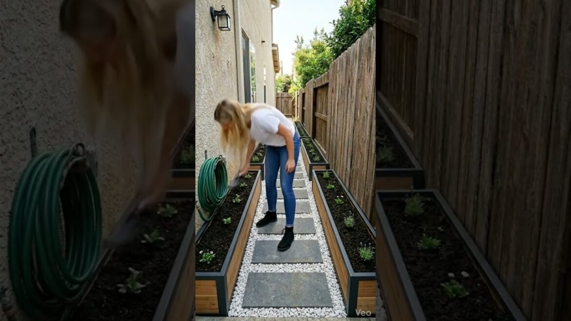 Elegant Stone Garden Path Lined with Flowers: Backyard Landscaping Inspiration #GardenDesign