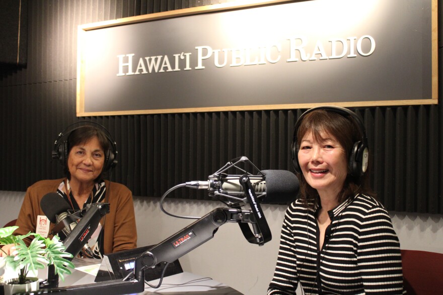HPR's Catherine Cruz, left, with Sharon Williams, President of The Garden Club of Honolulu, right. (April 9, 2026)