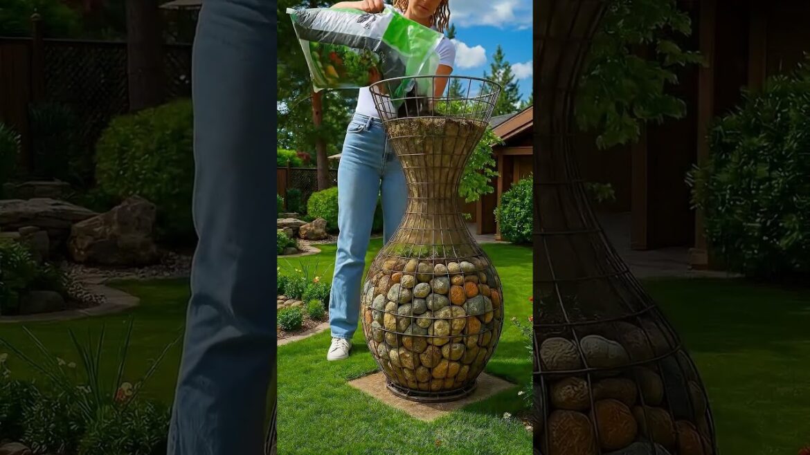 USA Backyard Transformation! DIY Gabion Planter Build 🪨🔥