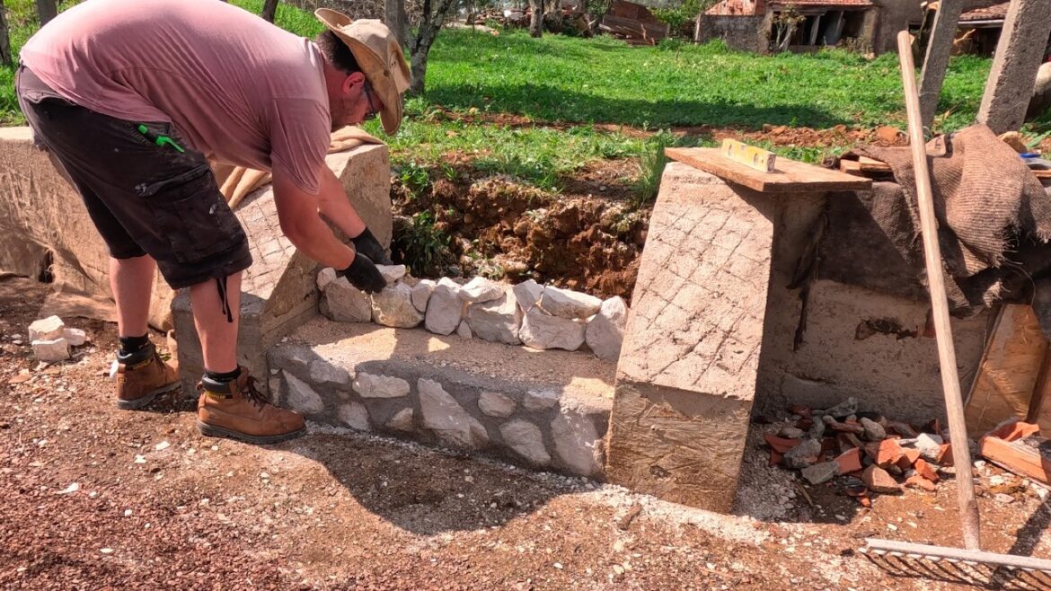 Building Garden Steps from Rustic Stone and Lime Mortar
