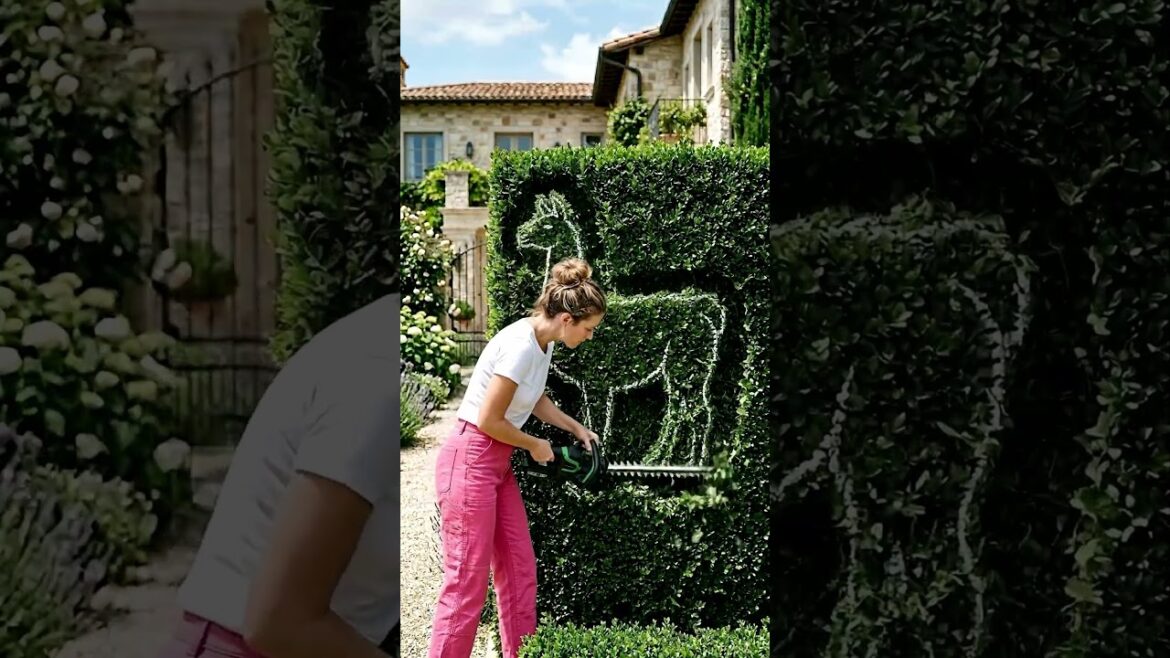 Oddly Satisfying Hedge Trimming! 🦙✂️ #shorts
