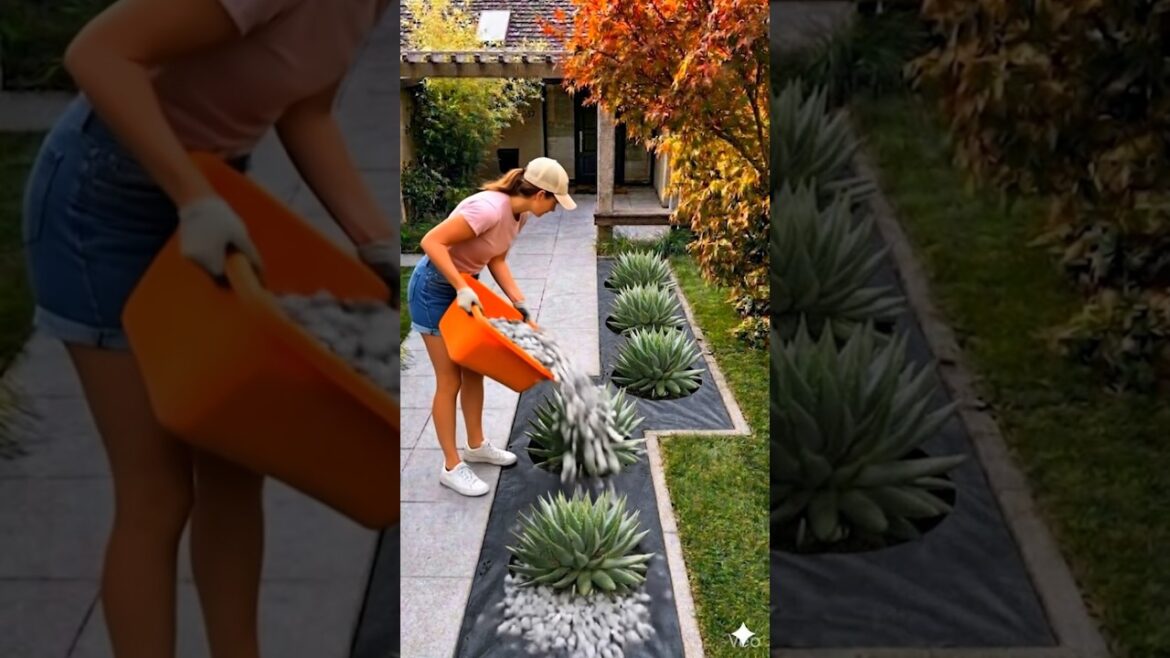 Simple Landscaping Idea in BackYard | Garden Bed Makeover in Yard #shorts #landscape #transformation