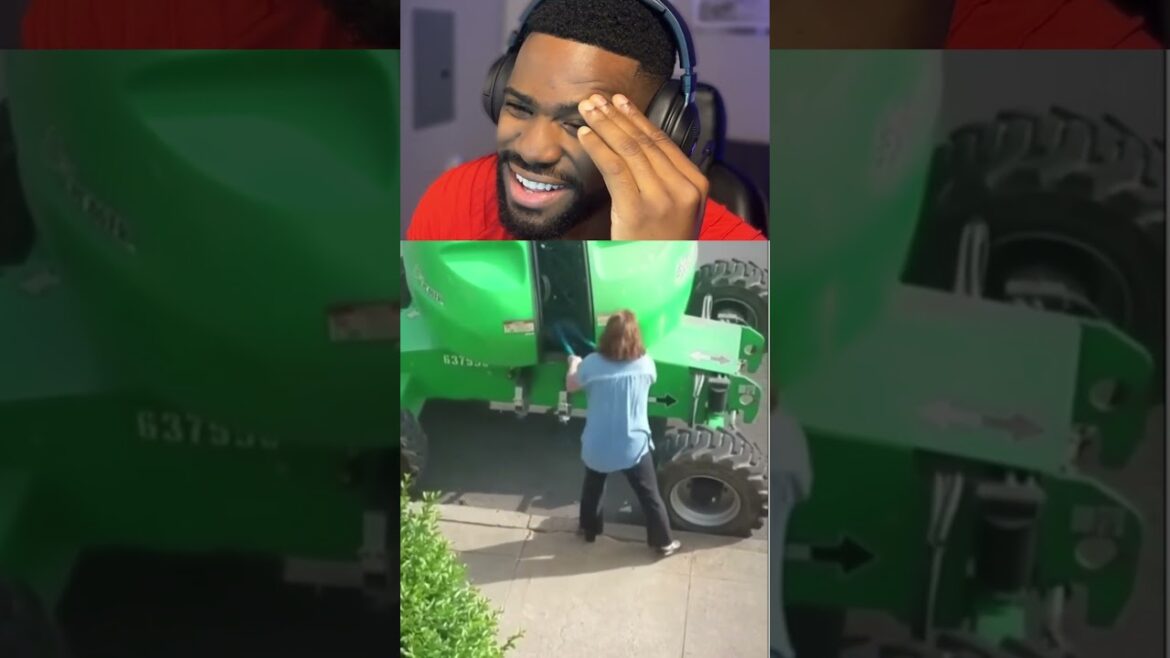 Karen DESTROYS Boom Lift with Gardening Tools 😭 Karen DESTROYS Boom Lift with Gardening Tools 😭