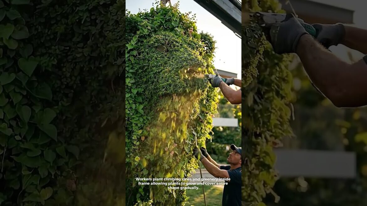 Giant Lion Sculpture Transformed Into Stunning Living Garden Art. Giant Lion Sculpture Transformed Into Stunning Living Garden Art.