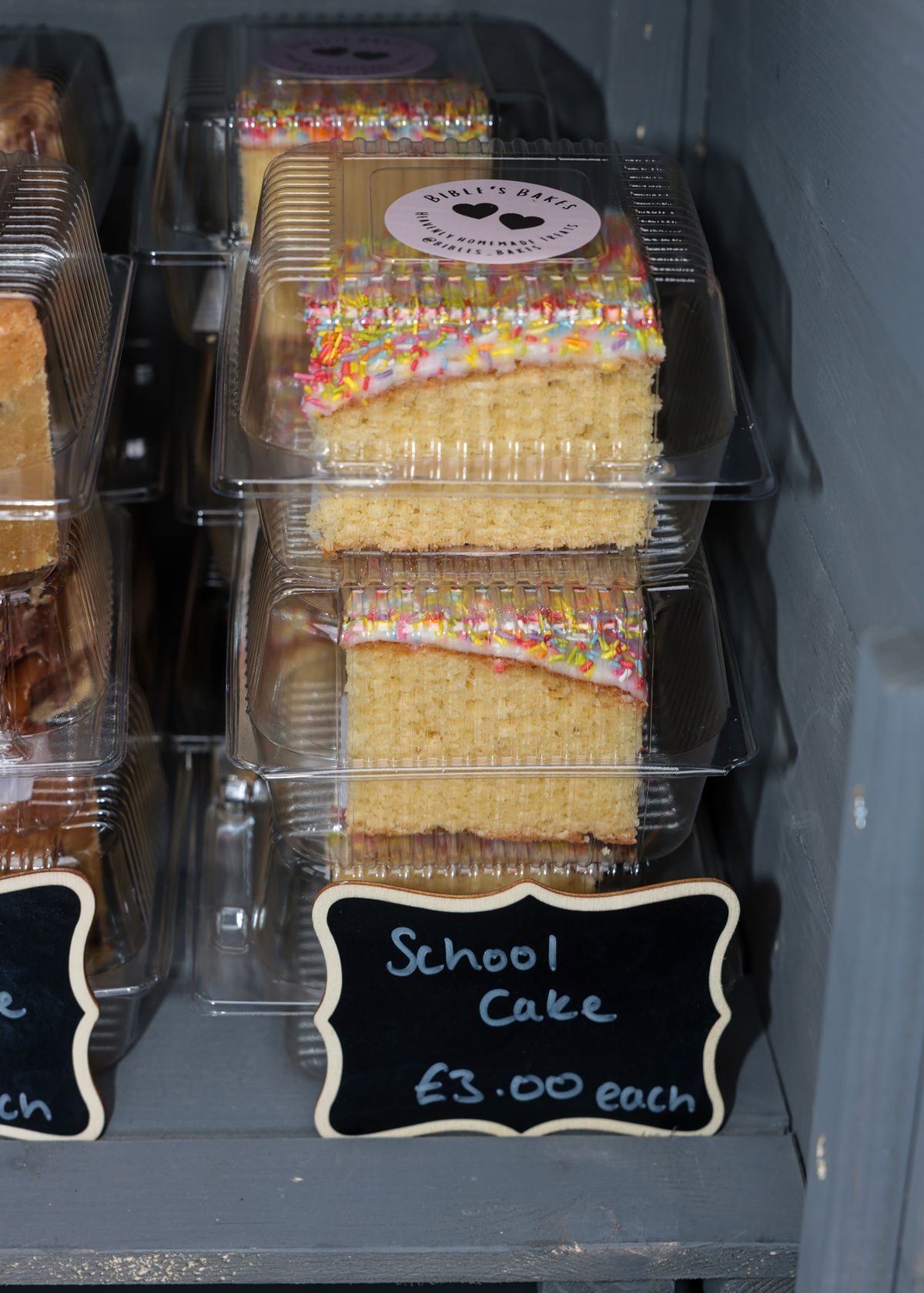 As well as blondies and brownies, Jade also makes treats such as school cake