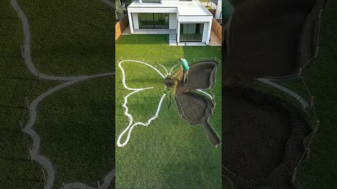 I built a giant butterfly pool in backyard 🦋🏊#pool #shorts #satisfying I built a giant butterfly pool in backyard 🦋🏊#pool #shorts #satisfying